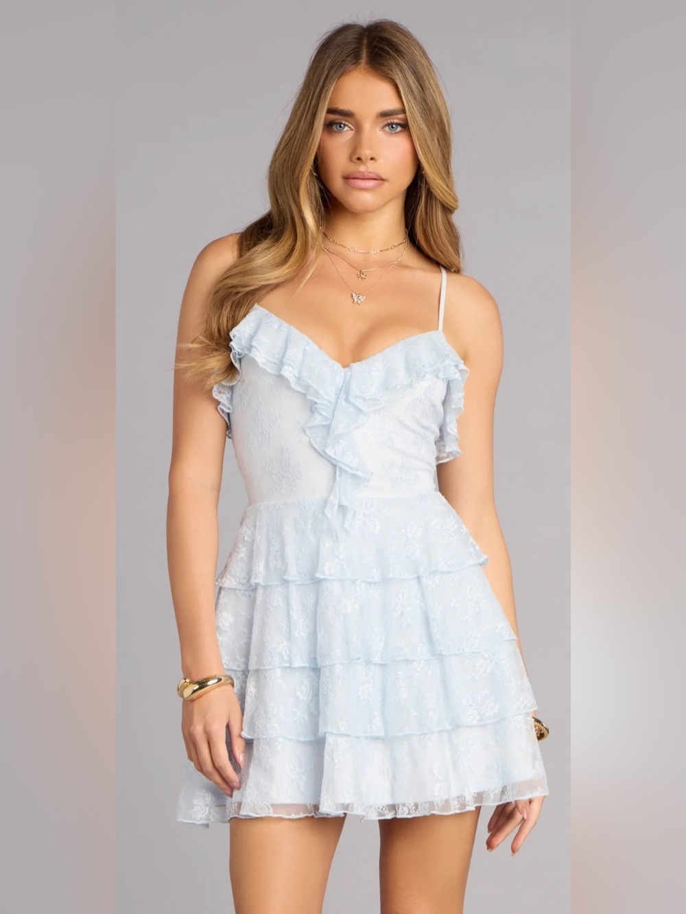 Soft Romance Lace Ruffle Mini Dress